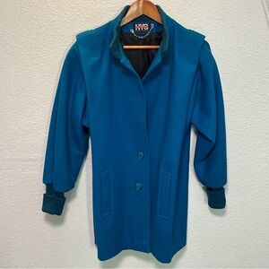 Vintage Andover Wool by Forstmann Coat Teal NYG New York Girl Made in USA Raglan